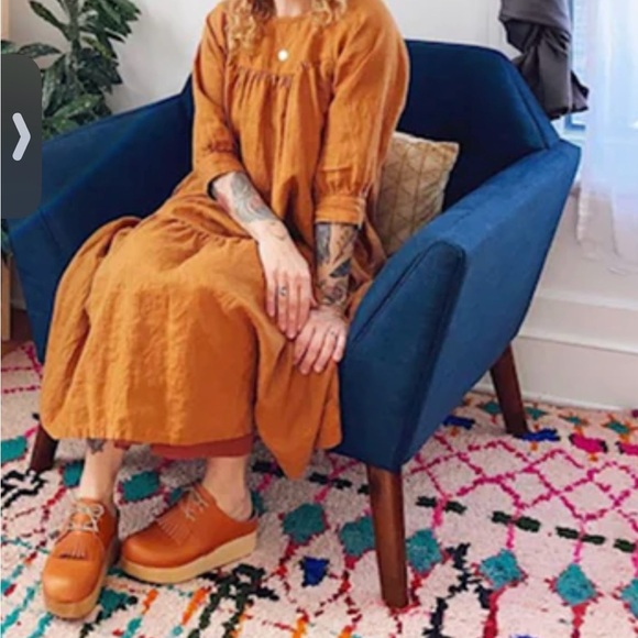 Bryr Zoe Whiskey size 37 platform leather clog on wood base with removable kilt - Picture 8 of 8